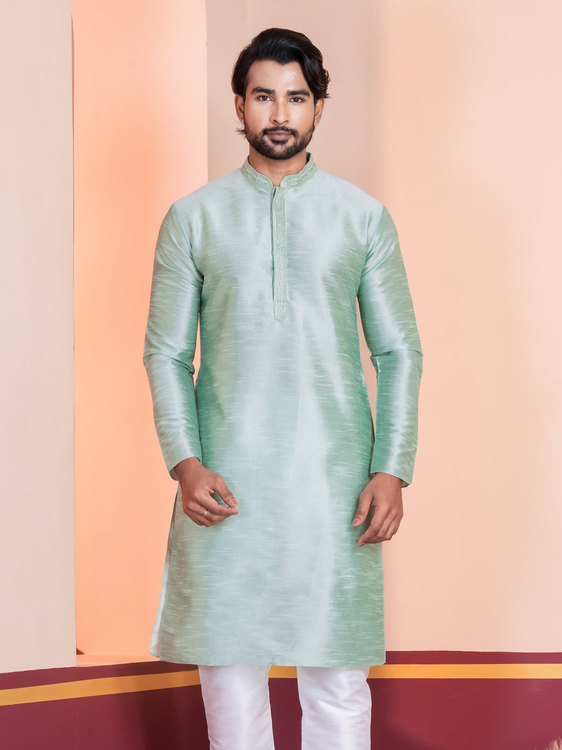 Men Self Design Kurta With Pyjama Set