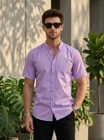 [DS-C-MG] Men's Purple chinese collar Cotton Shirt