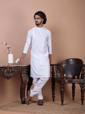 Men Thread Work Kurta With Pyjama Set .