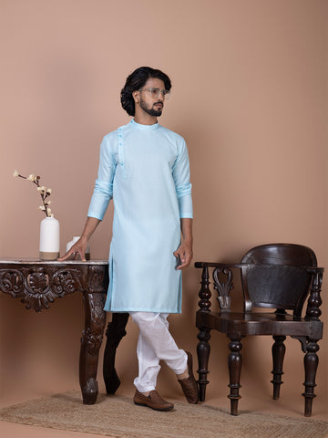 Band Collar Straight Kurta With Pyjama Set