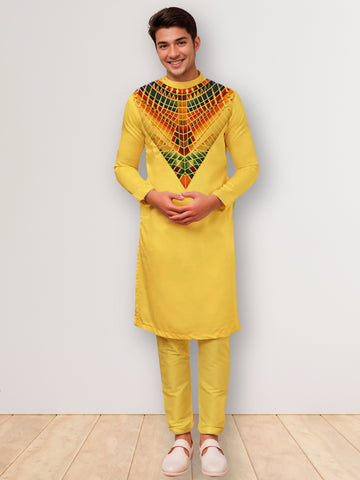 Men Ethnic Motifs Printed Cotton Kurta With Pyjama Set