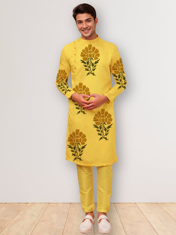 Men Ethnic Motifs Printed Cotton Kurta With Pyjama Set