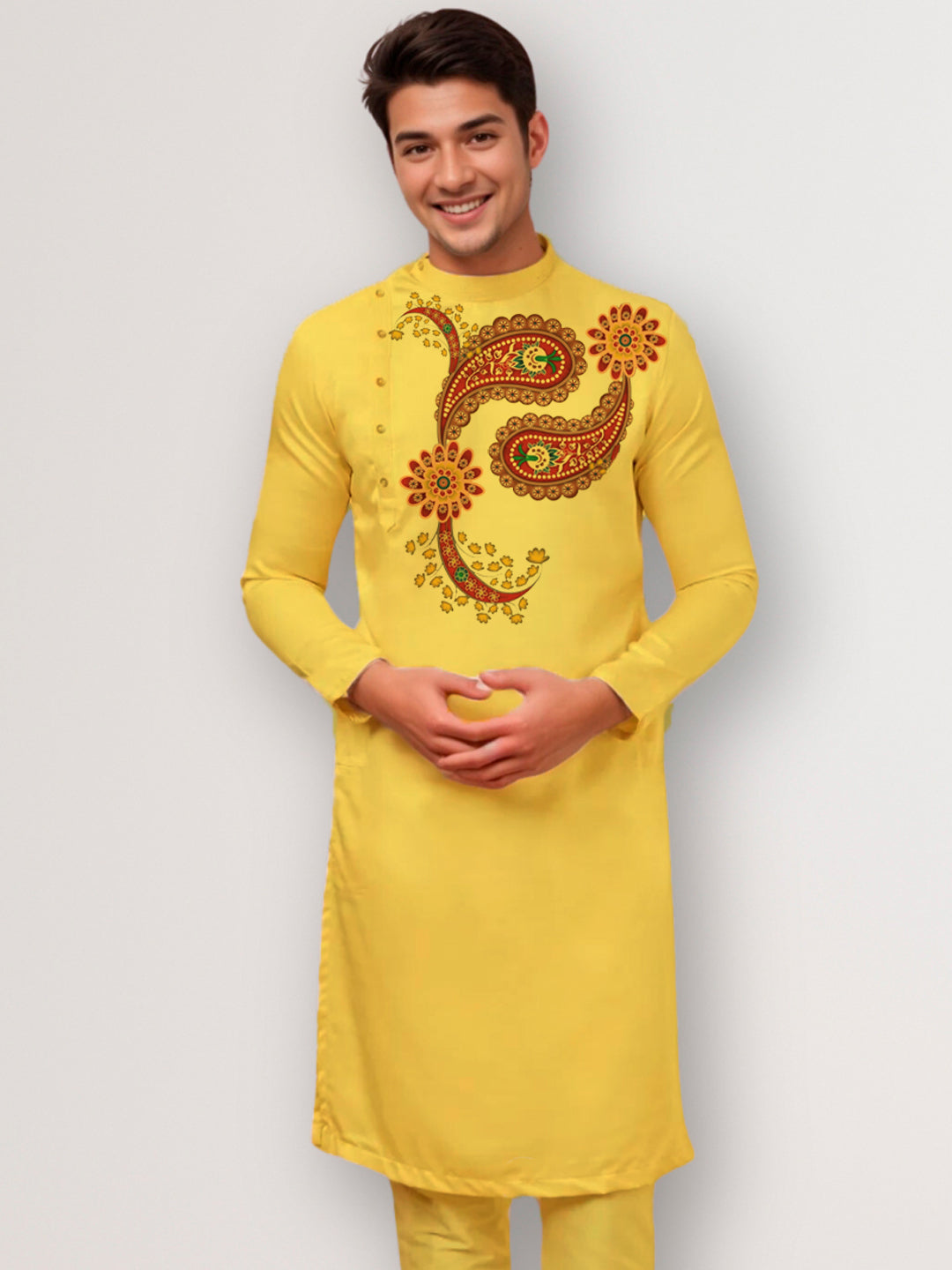 Men Ethnic Motifs Printed Cotton Kurta With Pyjama Set