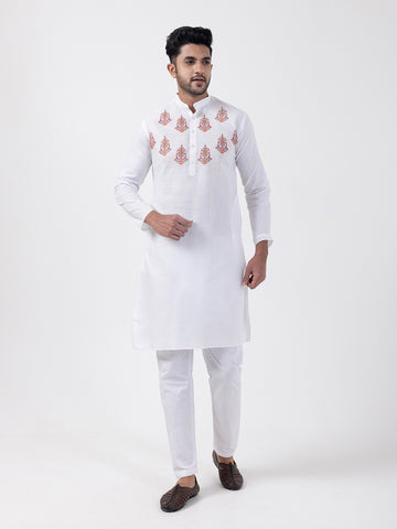 Men Mandarin Collar Ethnic Motifs Printed Kurta Pyjama Set