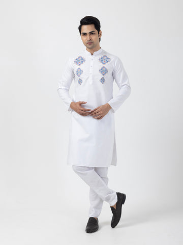 Men Mandarin Collar Ethnic Motifs Printed Kurta Pyjama Set