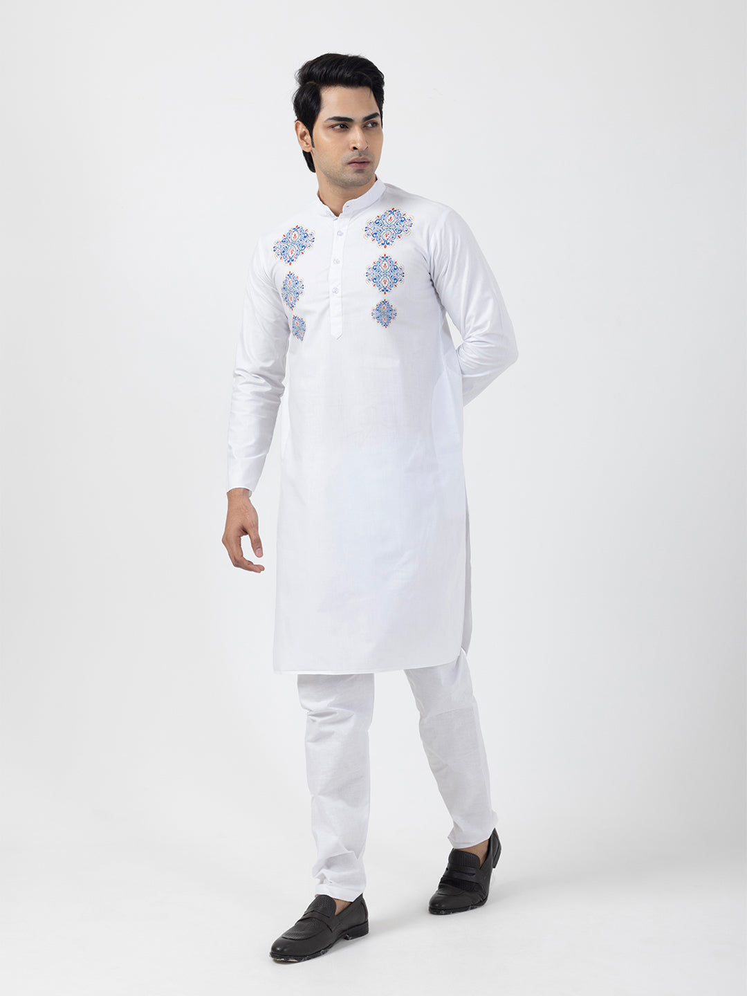 Men Mandarin Collar Ethnic Motifs Printed Kurta Pyjama Set